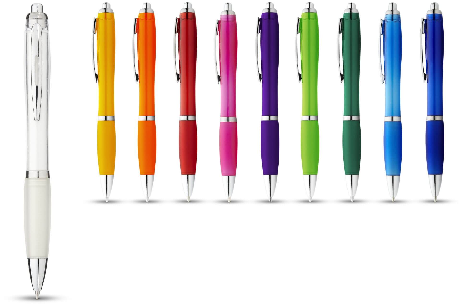 Nash kuulakärkikynä, läpinäkyvä, värillinen grippi